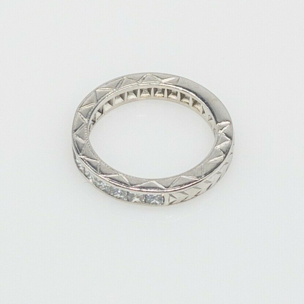 PRINCESS CUT DIAMOND ETERNITY BAND PLATINUM RING - Picture 3 of 4
